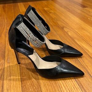 Schutz x Anthropologie Linara 9B Black Nappa Leather Pointed Toe Pumps